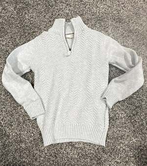 Hope & Henry Half Zip Sweater Size S Light Gray Cable Knit Pullover